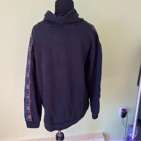 PINK VICTORIAS SECRET BLACK SEQUIN LOGO PULLOVER SWEATSHIRT SIZE MEDIUM - Picture 2 of 6